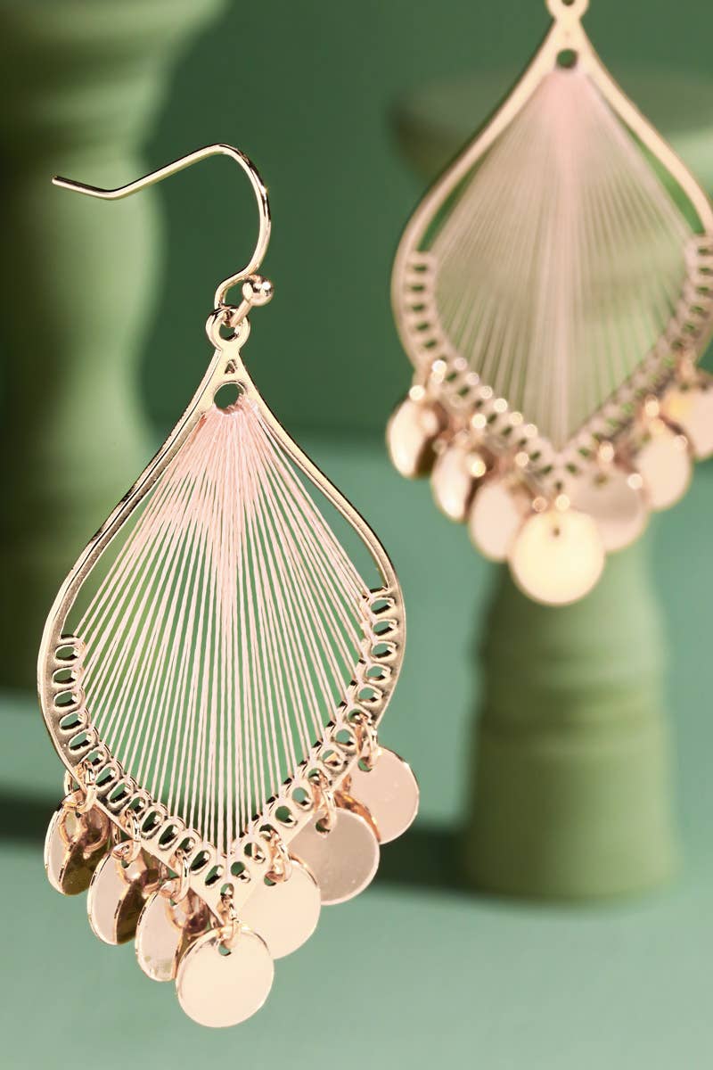 Boho Threaded Teardrop Charm Earrings