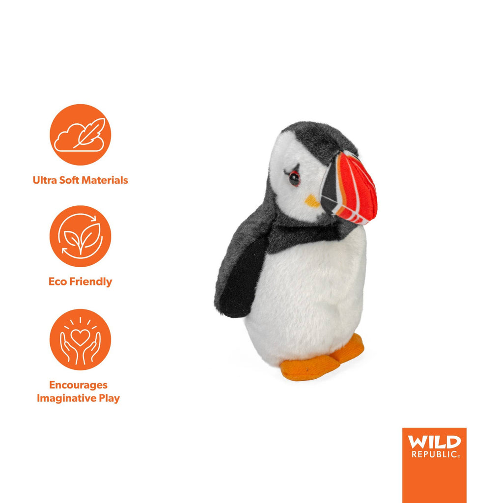Audubon II Atlantic Puffin Stuffed Animal W Sound  5.5"