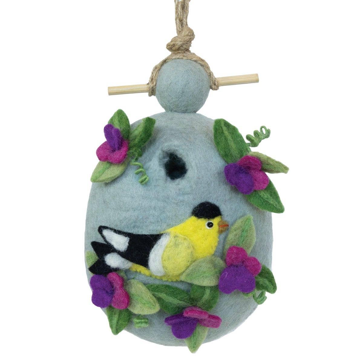 Wool Felt Sweetpea Goldfinch Birdhouse