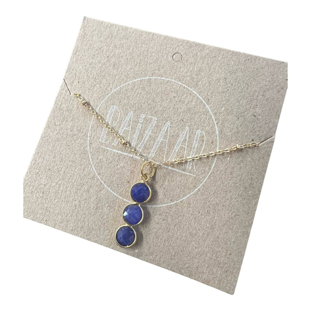 Brass Triple Ruby Stone Necklace