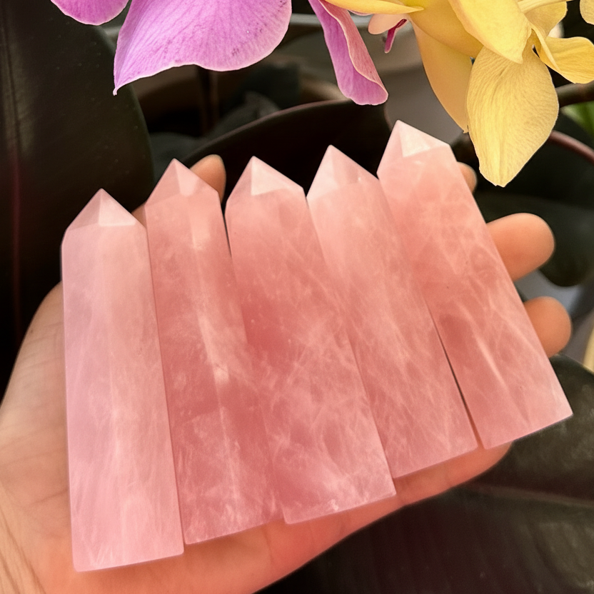 Rose Quartz Obelisk Tower Point Crystal
