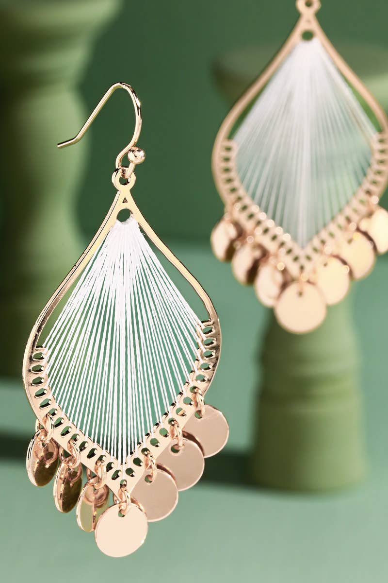 Boho Threaded Teardrop Charm Earrings