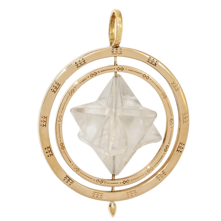 Quartz Crystal Merkaba Rotating Star Pendant