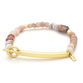 Hidden Message Bracelet: Loved/Rhodochrosite/Gold