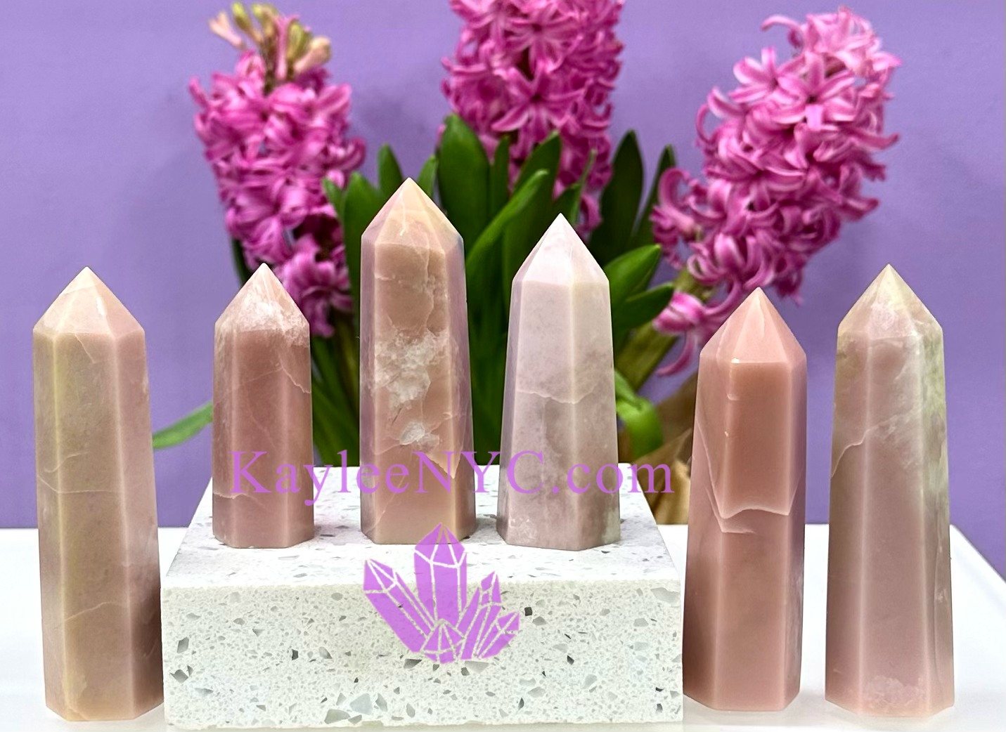 Pink Opal Obelisk Tower Crystal Point