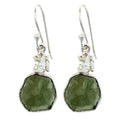 Moldavite & Herkimer Diamond Gemstone Earrings