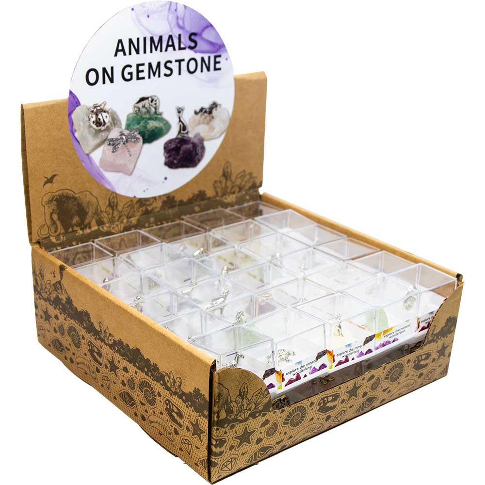 Gemstone Crystal Chunk with Pewter Animal