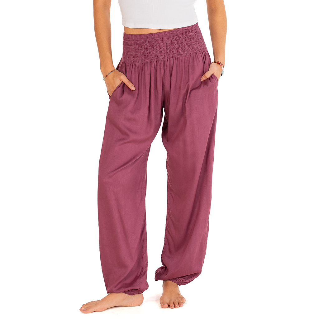 Berry Harem Pants with Pockets