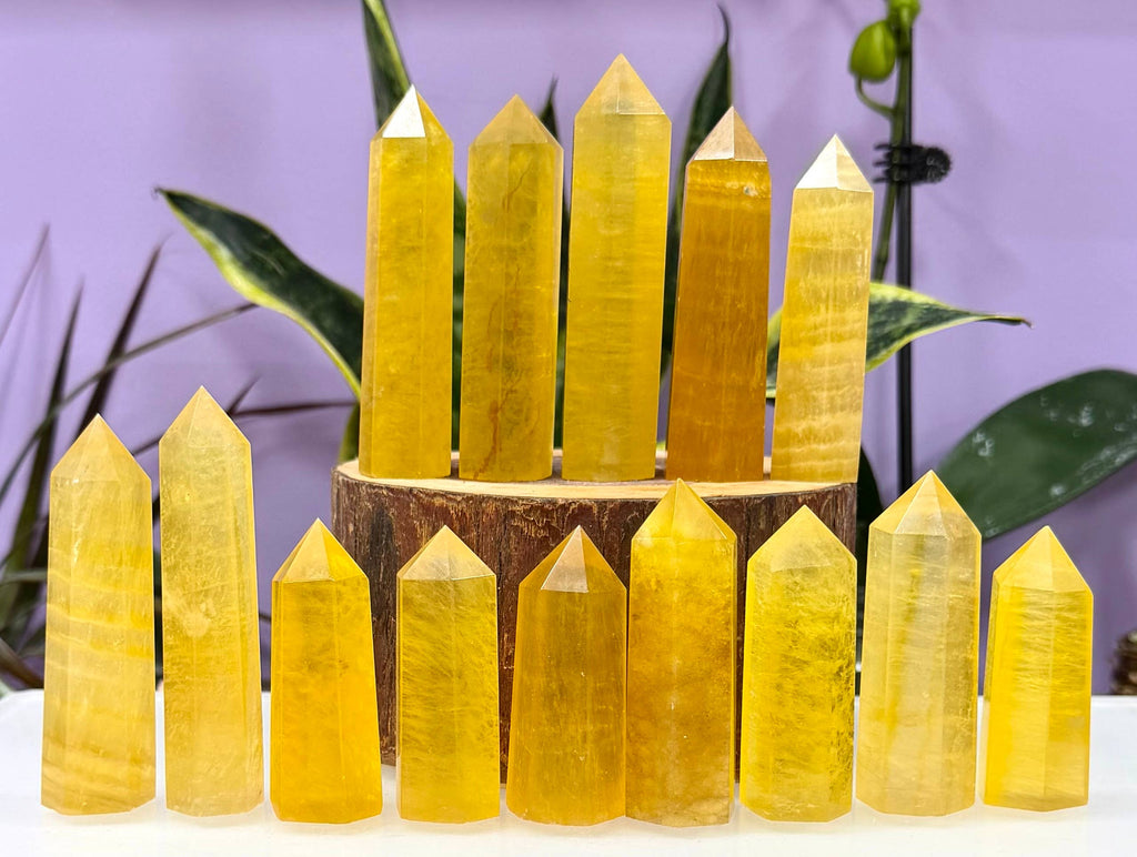 Yellow Fluorite Obelisk Tower Point Crystal