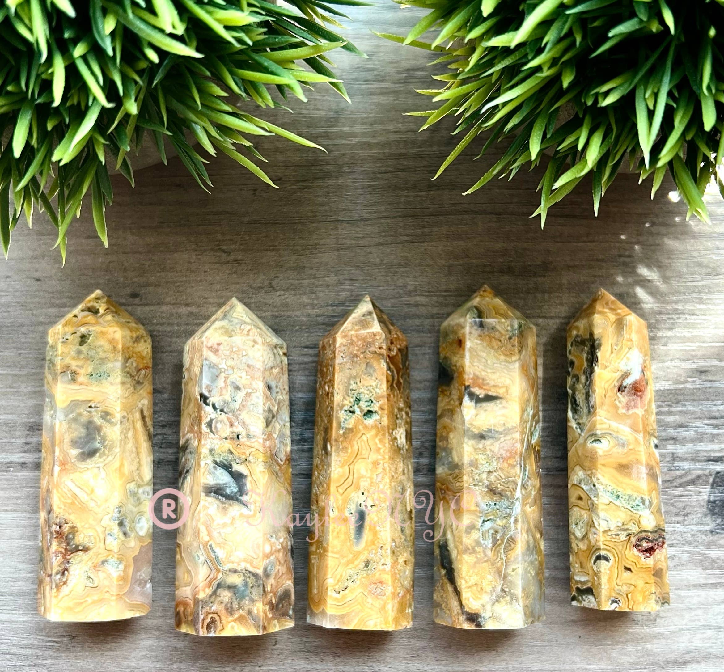 Crazy Lace Agate Obelisk Tower