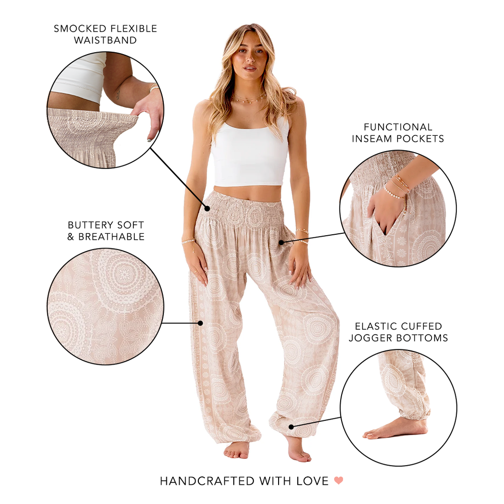 Tan Sahara Harem Pants with Pockets