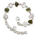 Moldavite Herkimer Diamond Sterling Bracelet