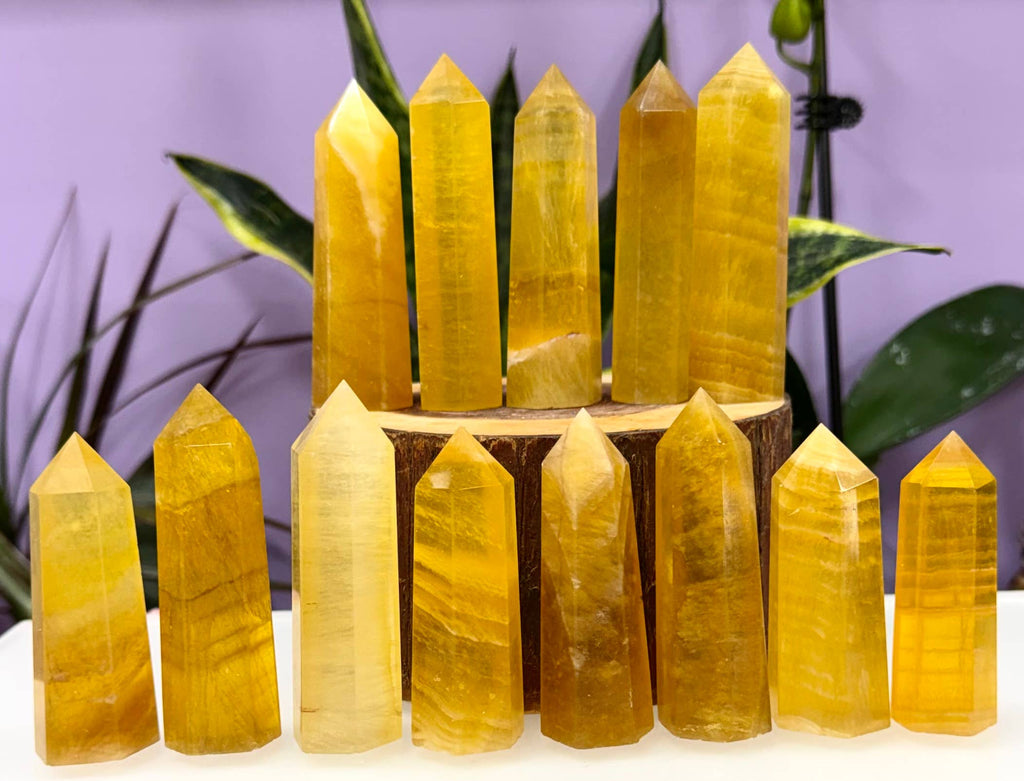 Yellow Fluorite Obelisk Tower Point Crystal