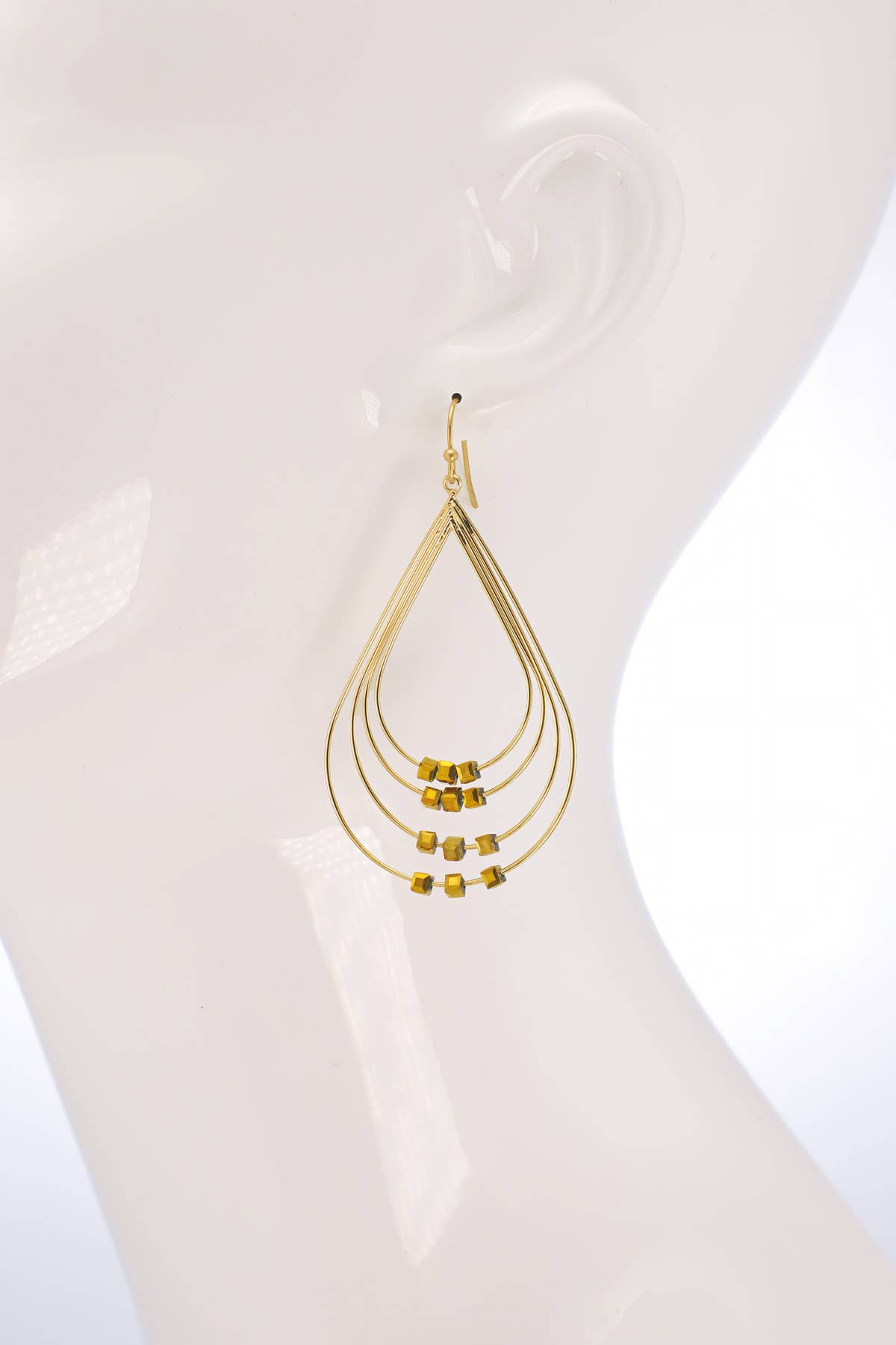 Layered Teardrop Earrings with Glass Beads