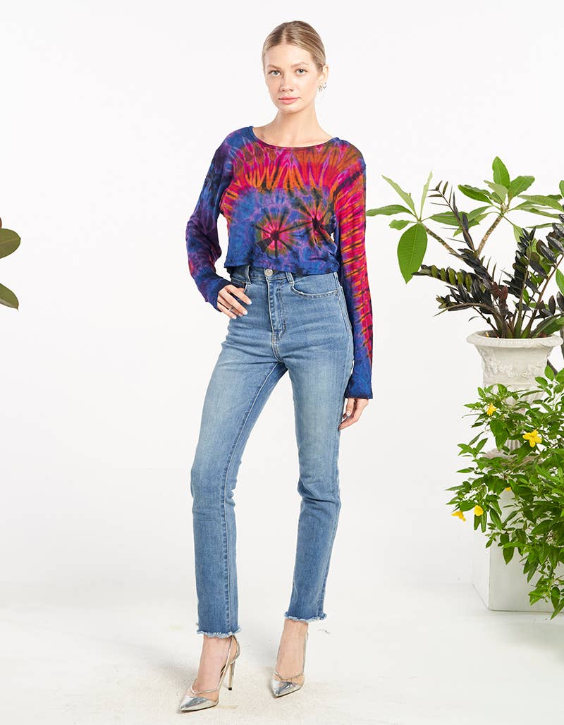 Tie-Dye Long Sleeve Crop Top (TH-1903)