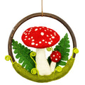 Red Mushroom & Fern Wool Felted Forest Ring