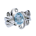 Blue Topaz Harmonious Swirls & Leaves Sterling Ring