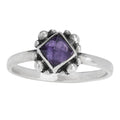 Purple Pyramid Amethyst Sterling Silver Ring