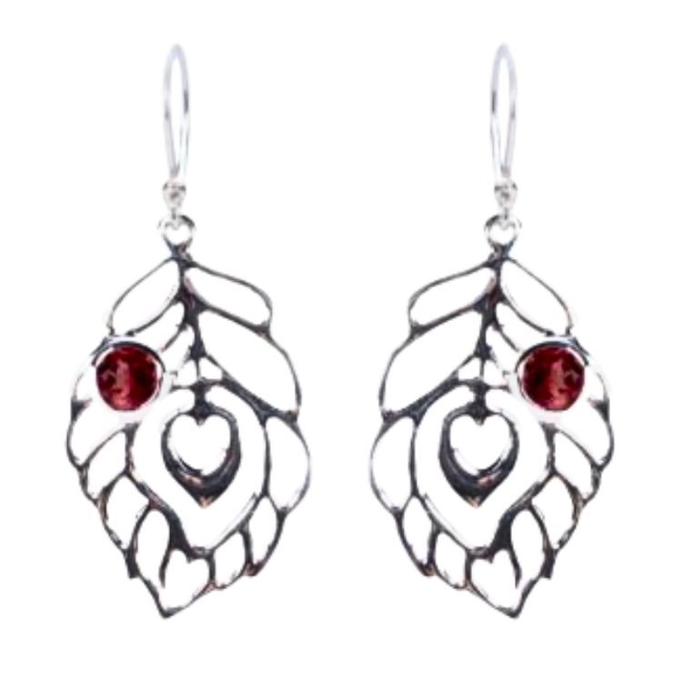 Sterling Peacock Feather Earrings