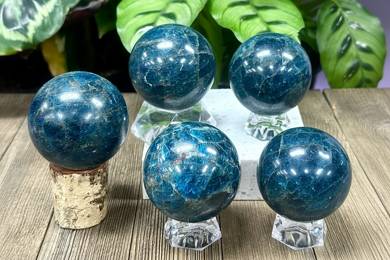 Blue Apatite Crystal Sphere