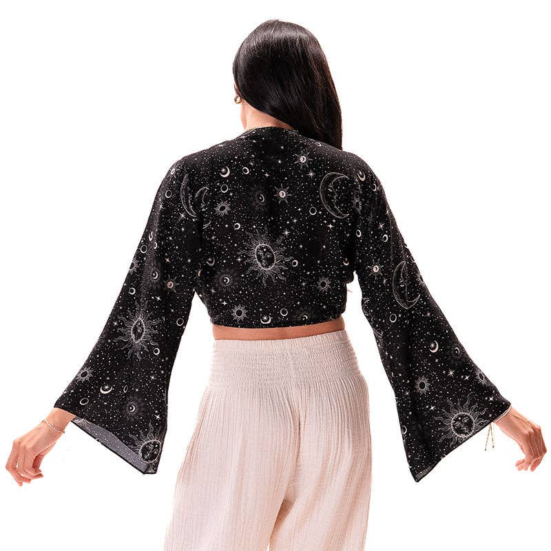 Black Cosmic Sky Daydreamer Yoga Wrap Top