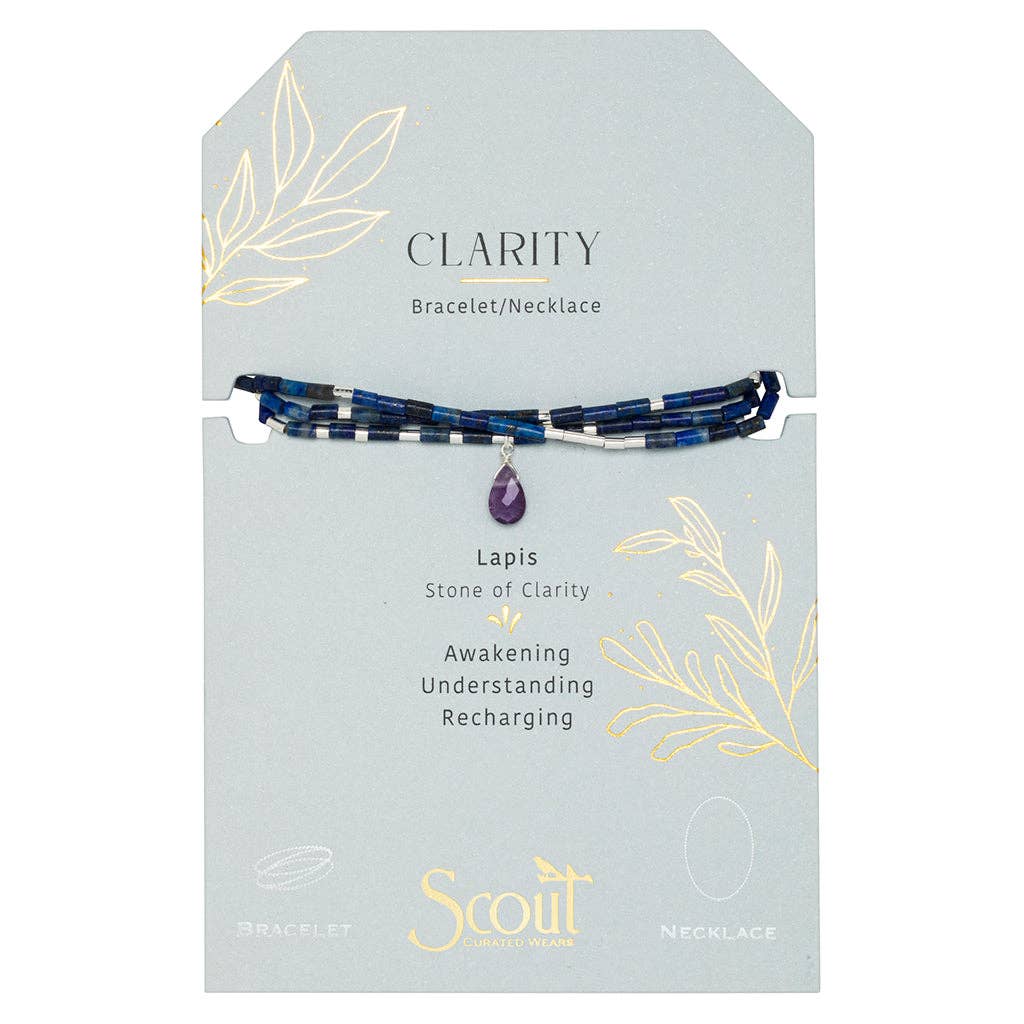 Teardrop Stone Wrap: Lapis/Amethyst/Silver- Stone of Clarity (Bracelet or Necklace)