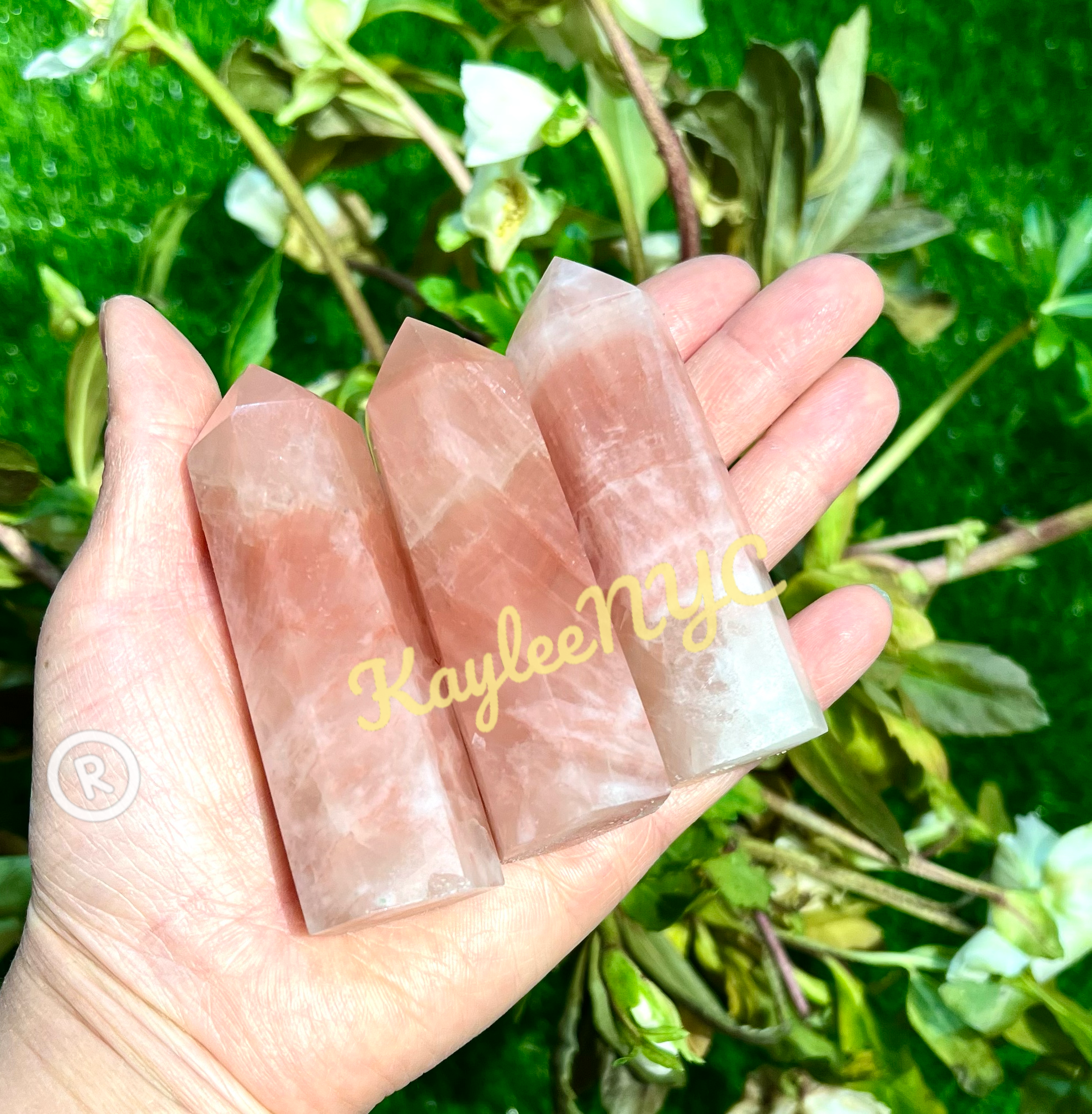 Strawberry Pink Calcite Crystal Obelisk Tower