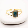 Golden Azurite Brass Cuff Bracelet
