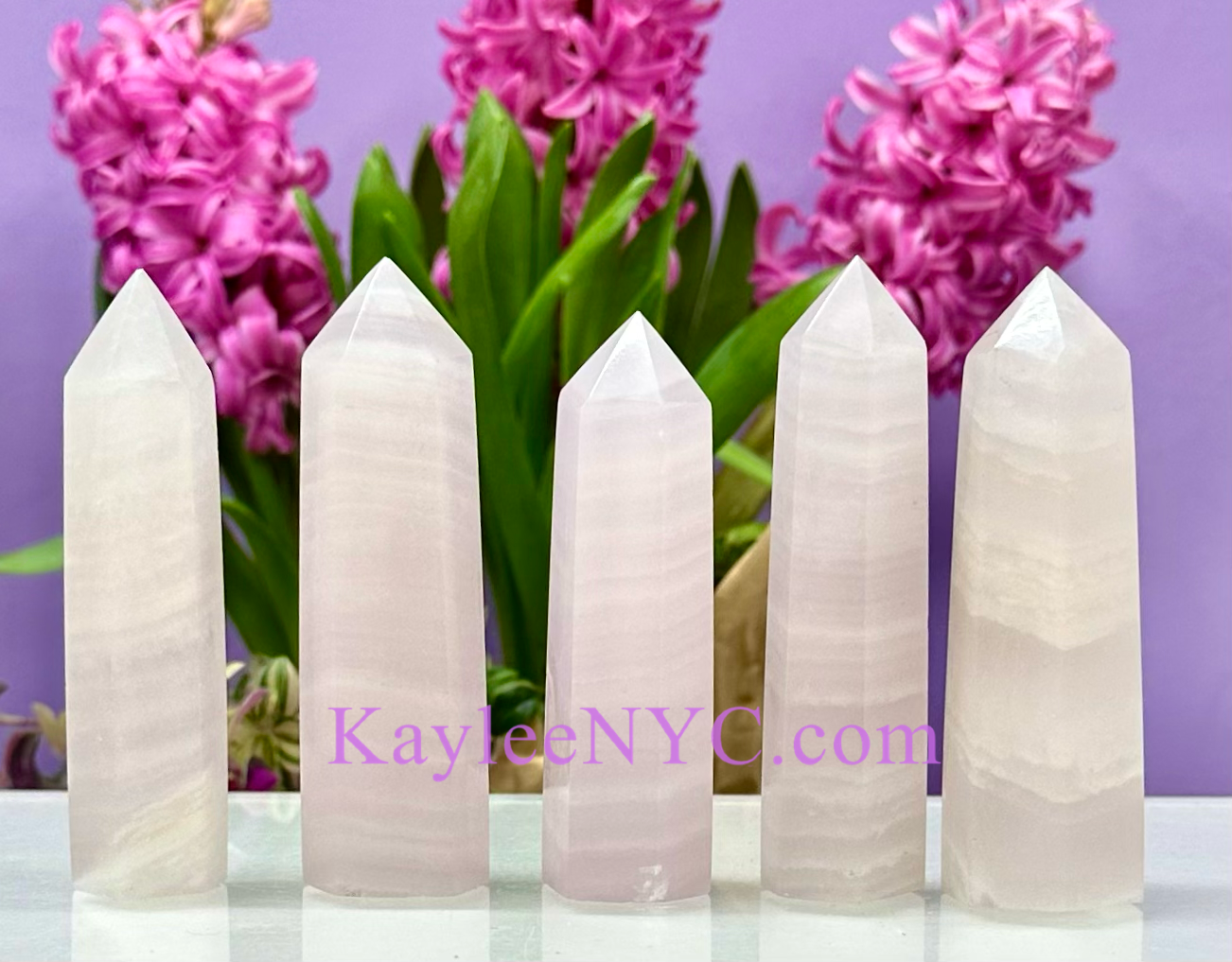 Pink Mangano Calcite Obelisk Tower Point