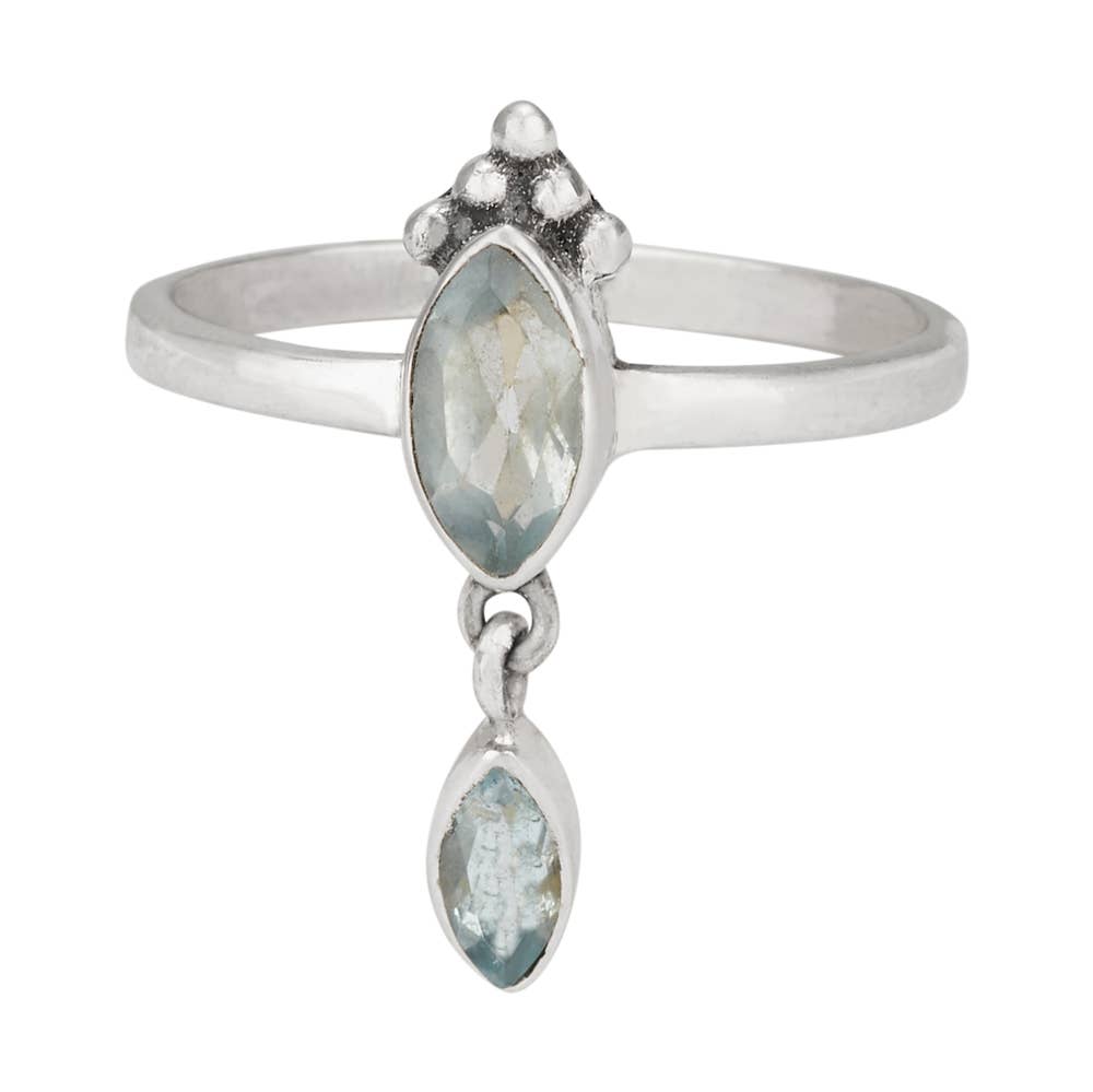 Dangly Blue Topaz Sterling Silver Ring