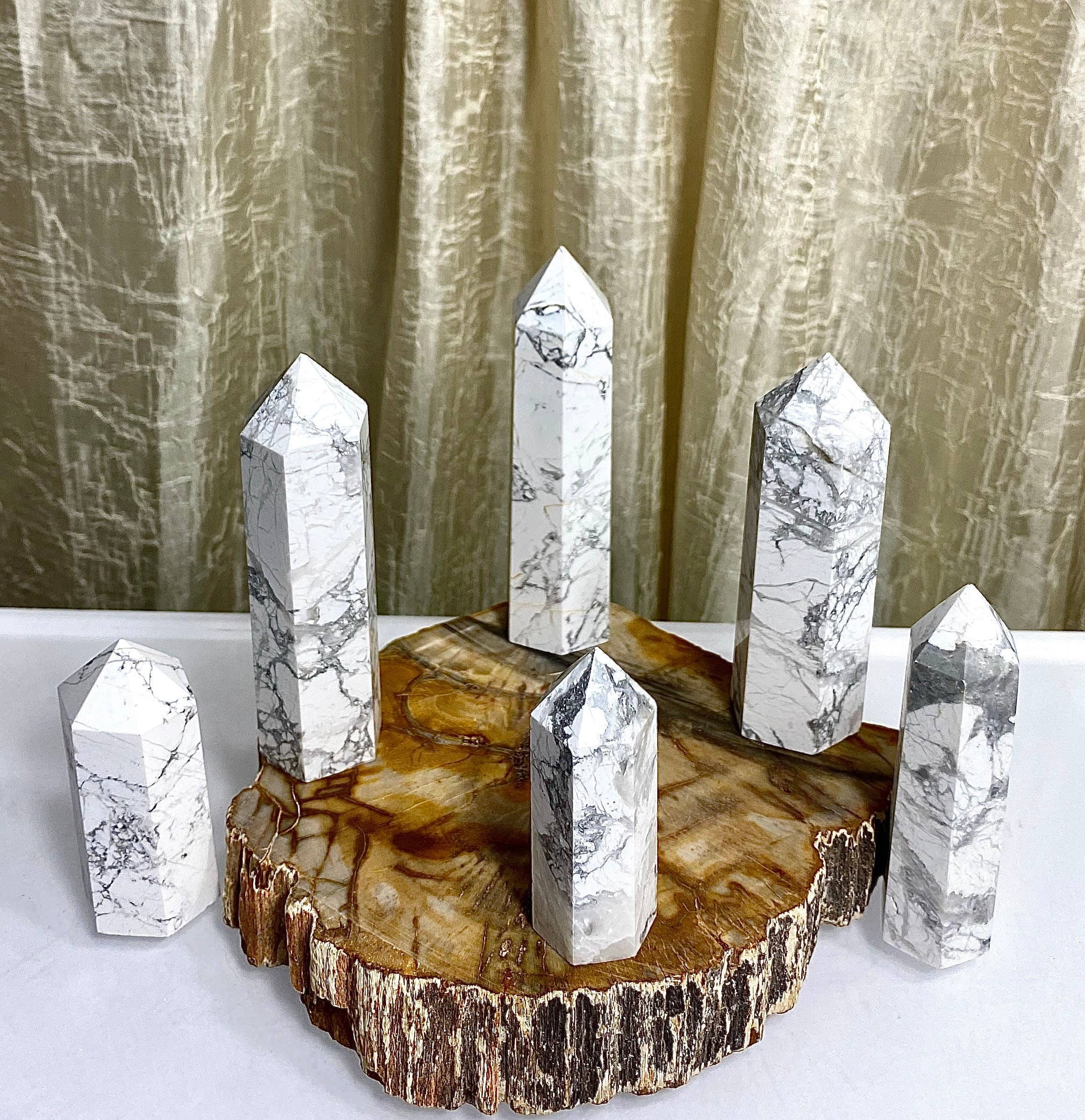 Howlite Obelisk Tower Point Crystal Natural Energy