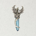Fantasy Pewter Pendant with Crystal – Winged Dragon