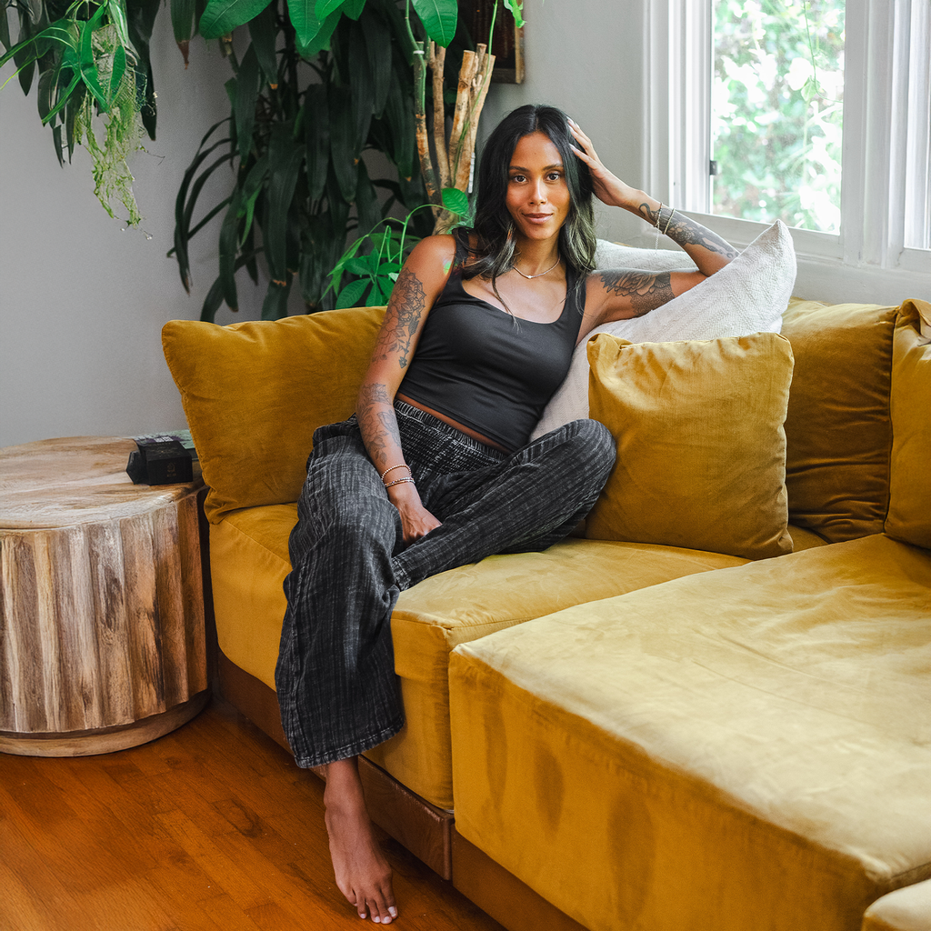 Vintage Black Cotton Wide Leg Pants