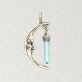 Fantasy Pewter Pendant with Crystal - Crescent Moon