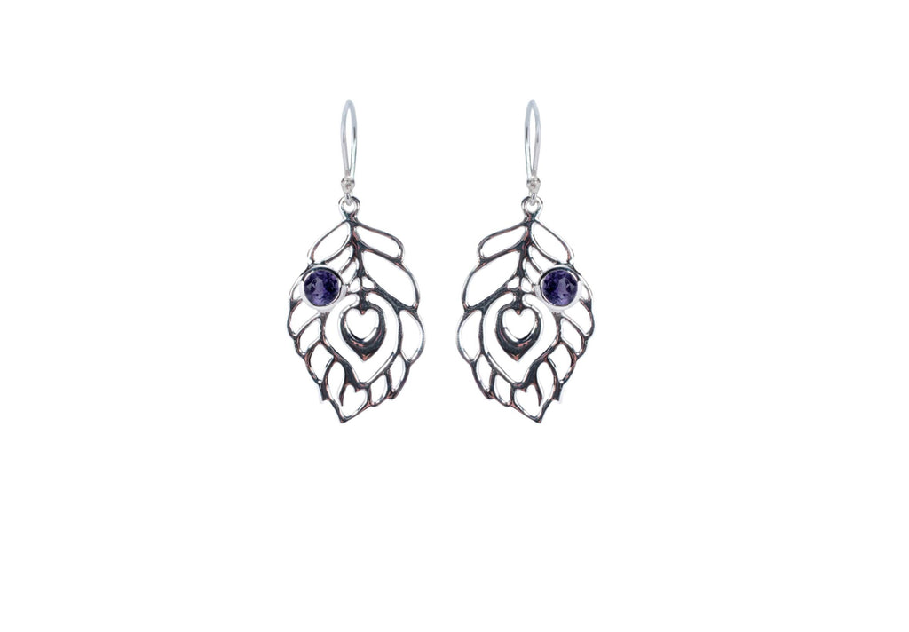 Sterling Peacock Feather Earrings