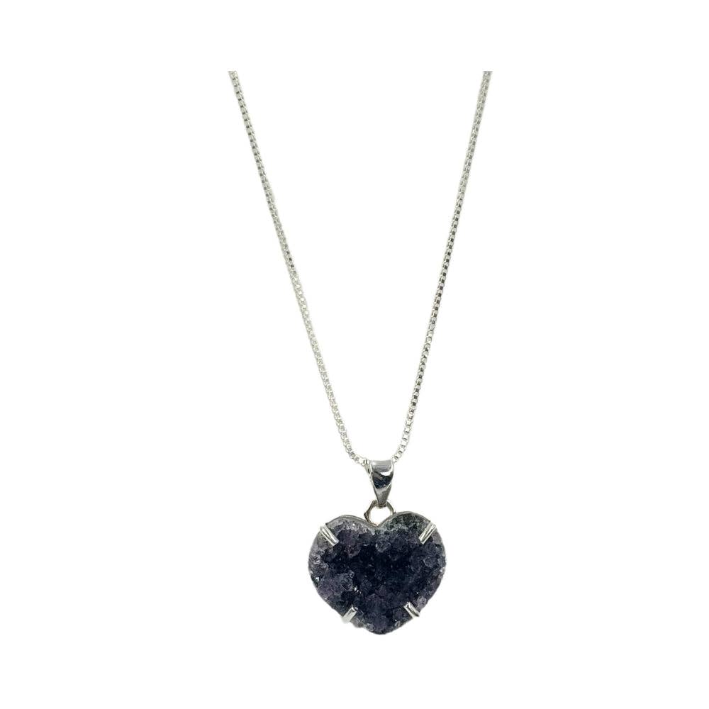 Druzy Amethyst Heart Necklace