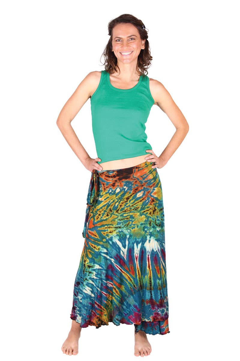 Tie-Dye Wrap Maxi Long Skirt (TH-594)