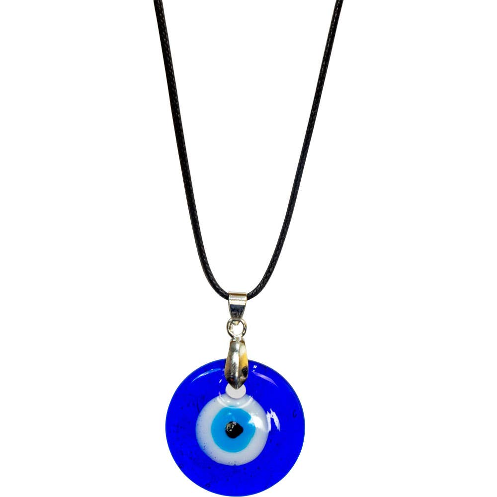 Evil Eye Protection Necklace - Round Blue