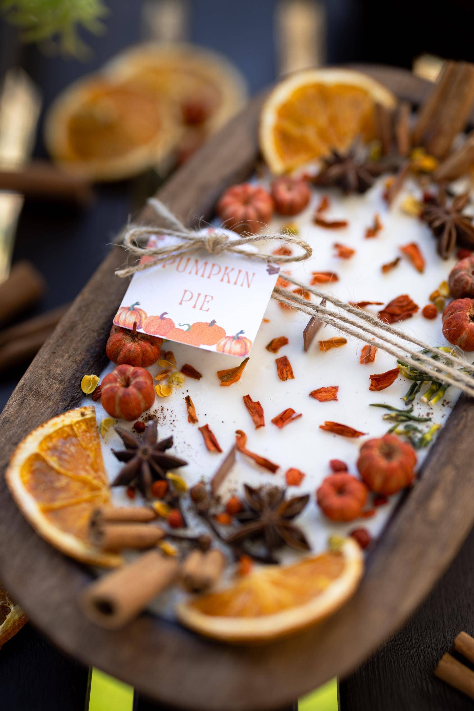 Autumn Wooden Candle/Fall Season/Pumpkin Orange Decoration/Pumpkin Pie/Fall Home Decor/Pumpkin Wood Bowl Candle