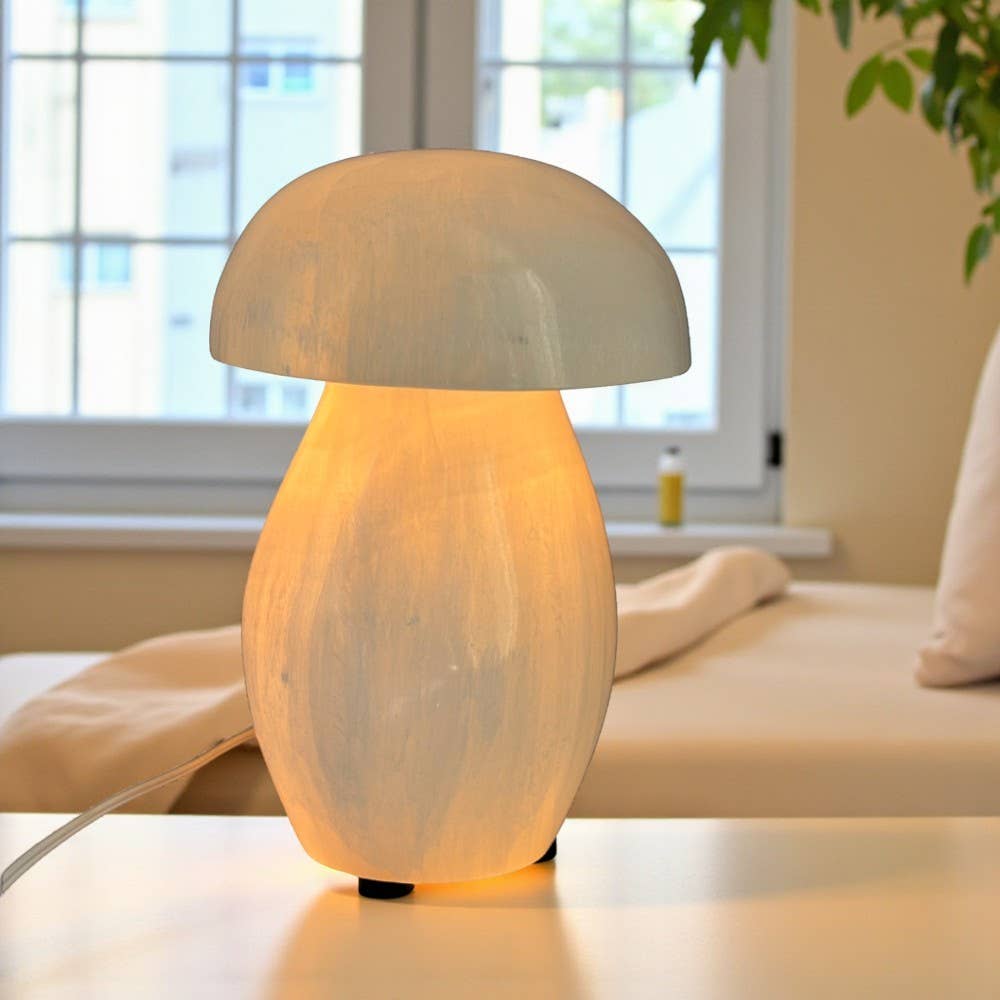 Selenite - Lamp, Large Mushroom
