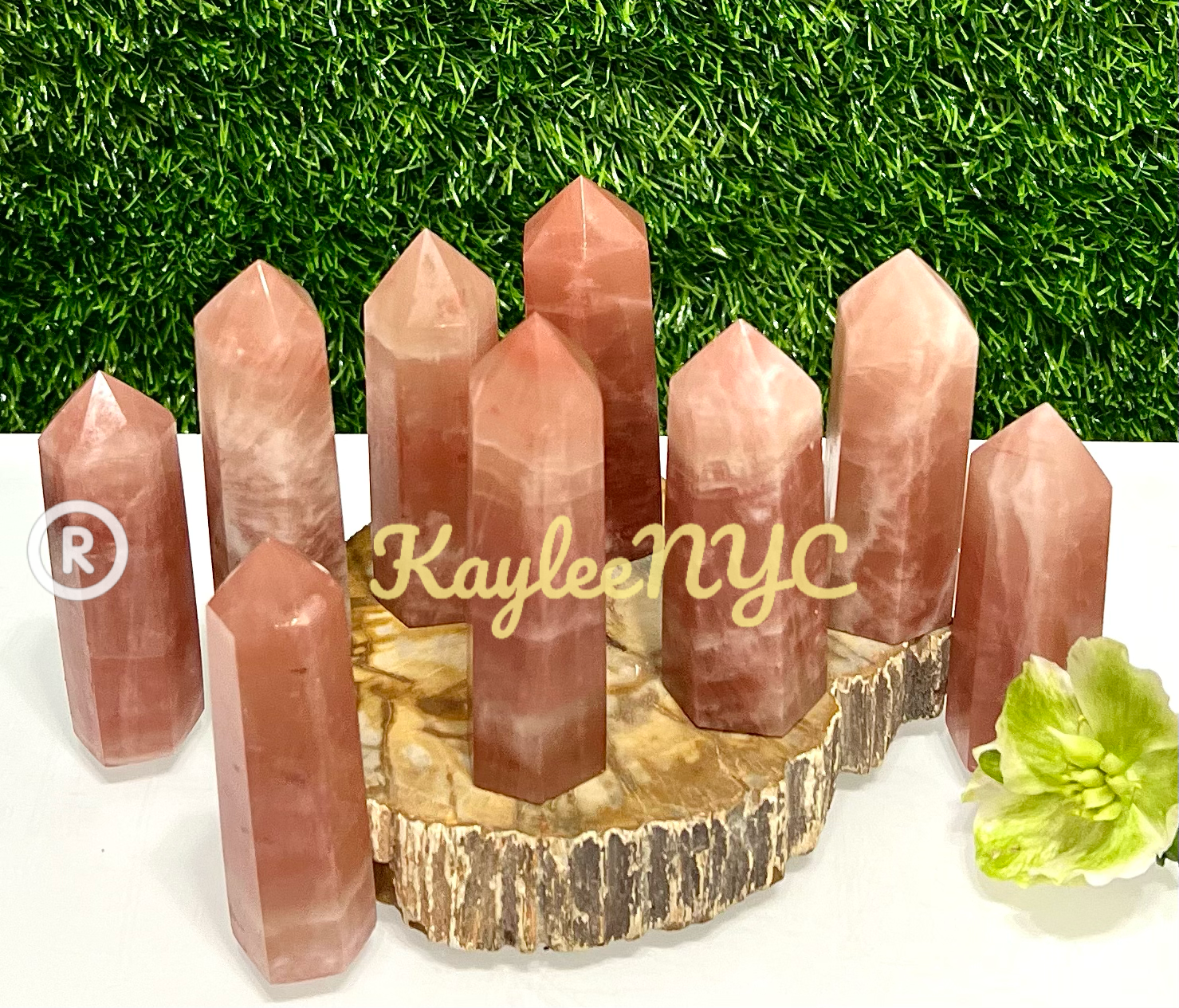 Strawberry Pink Calcite Crystal Obelisk Tower