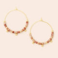 Stone Disc Hoop Earring - Rhodonite/Gold