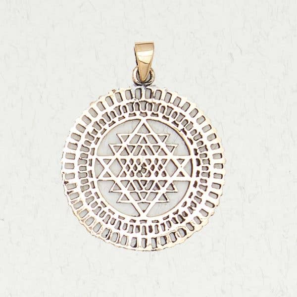 VEDA- Hindu Bronze Pendant Necklace - Sri Yantra