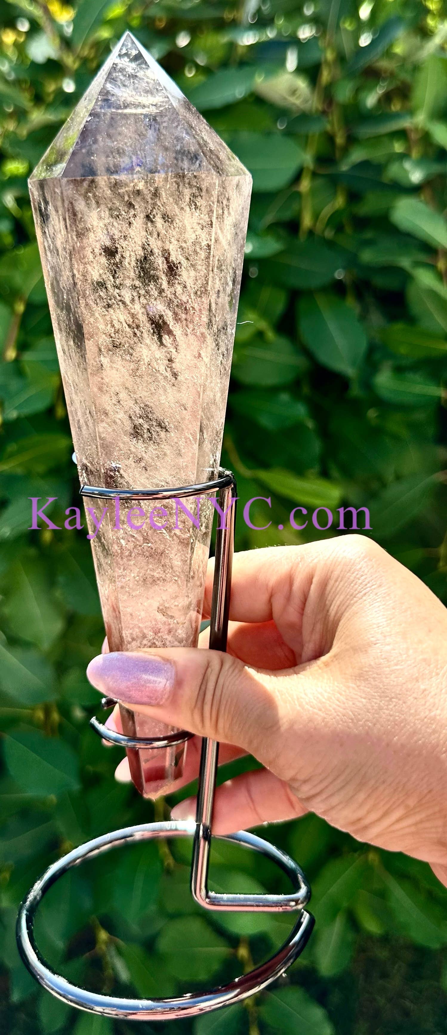 Natural Smoky Quartz Scepter on Stand