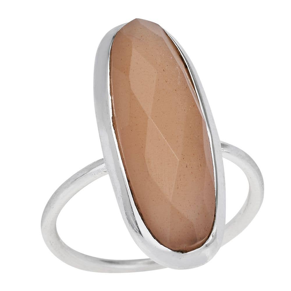 Peach Moonstone “Morning Glow” Sterling Silver Ring