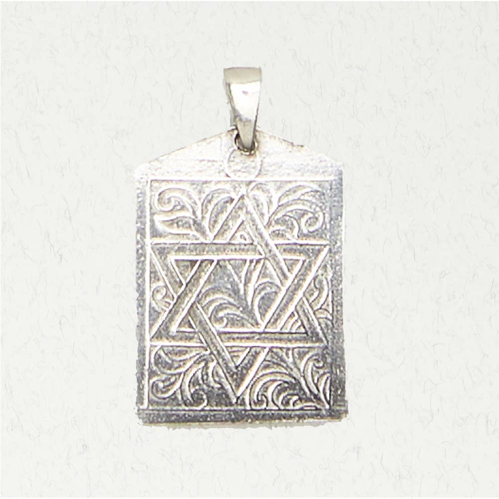 Judaic Pewter Pendant Necklace - Star Of David