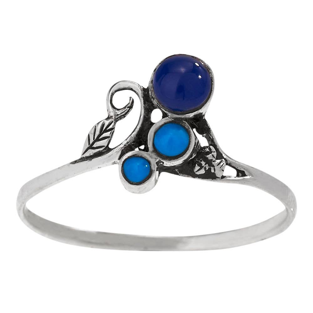 Small Triple Stone “Blue Lagoon” Sterling Silver Ring