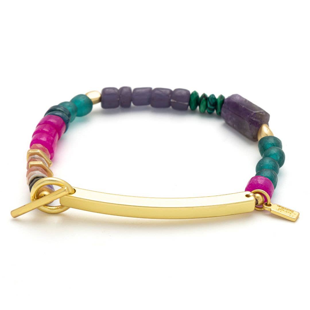Hidden Message Bracelet: Strong AF/Amethyst/Gold