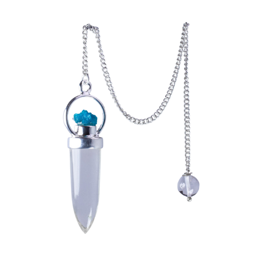 RARE: Clear Quartz & Blue Cavansite Fine Quality Pendulum