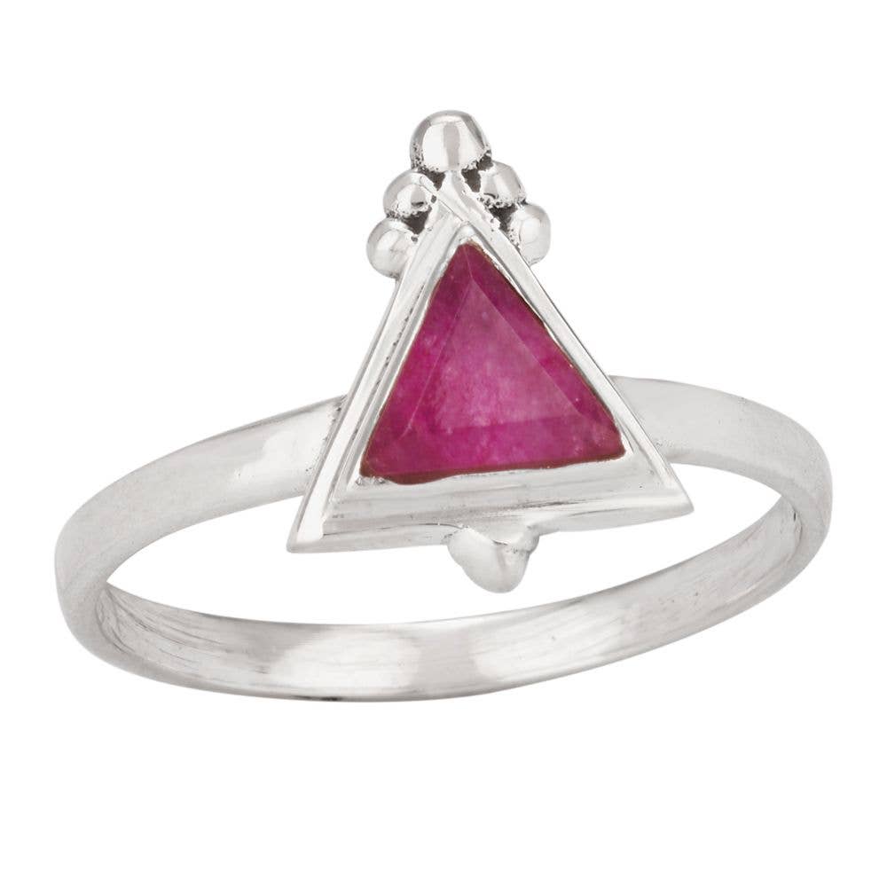 July Ruby Sterling Silver Birthstone Ring